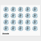 Climactic G Clef Music Blue Runder Aufkleber (Blatt)