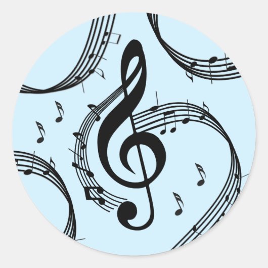 Climactic G Clef Music Blue Runder Aufkleber (Vorderseite)