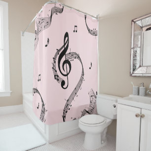 Climactic G Clef Music Pink Duschvorhang