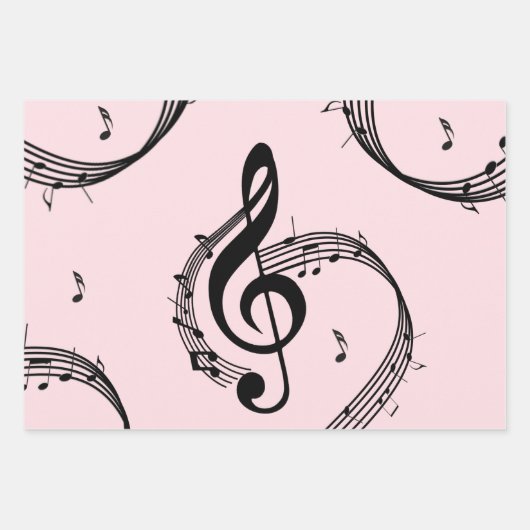 Climactic G Clef Music Pink Geschenkpapier Set (Vorderseite 3)