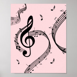 Climactic G Clef Music Pink Poster