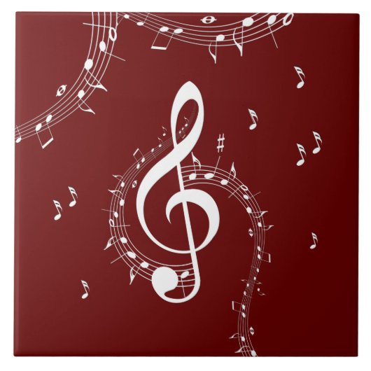 Climactic G Clef Music Red Fliese (Vorderseite)