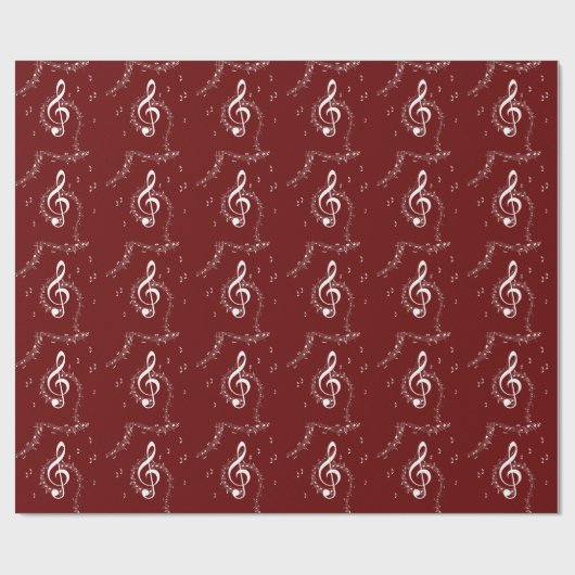 Climactic G Clef Music Red Geschenkpapier (Flach)