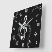 Climactic G Clef Music Red mit weißen Zahlen Quadratische Wanduhr (Winkel)