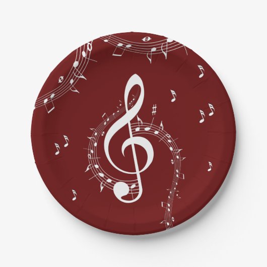 Climactic G Clef Music Red Pappteller (Vorderseite)
