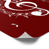 Climactic G Clef Music Red Poster (Ecke)