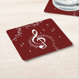 Climactic G Clef Music Red Rechteckiger Pappuntersetzer