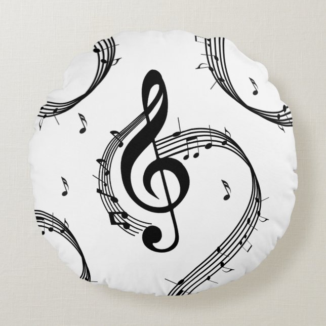 Climactic G Clef Music Rundes Kissen (Vorderseite)