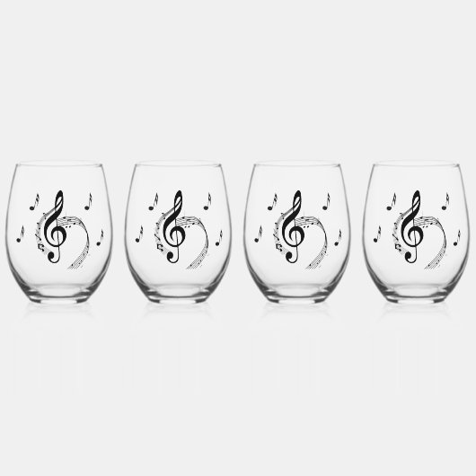 Climactic G Clef Music Weinglas Ohne Stiel (Vorderseite)