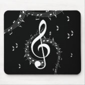 Climactic G Clef White Music on Black Mousepad (Vorne)