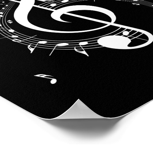 Climactic G Clef White Music on Black Poster (Ecke)