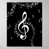 Climactic G Clef White Music on Black Poster (Vorne)