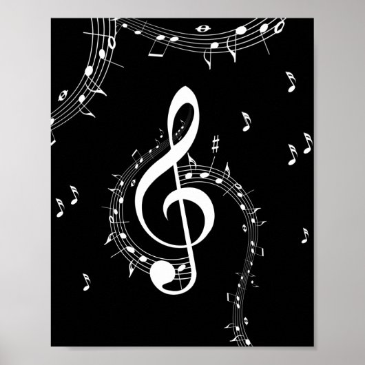 Climactic G Clef White Music on Black Poster (Vorne)