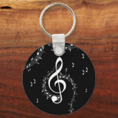 Climactic G Clef White Music on Black Schlüsselanhänger (Vorderseite)