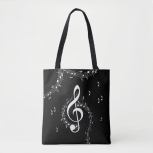 Climactic G Clef White Music on Black Tasche