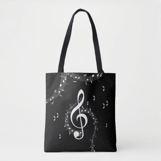 Climactic G Clef White Music on Black Tasche (Vorderseite)