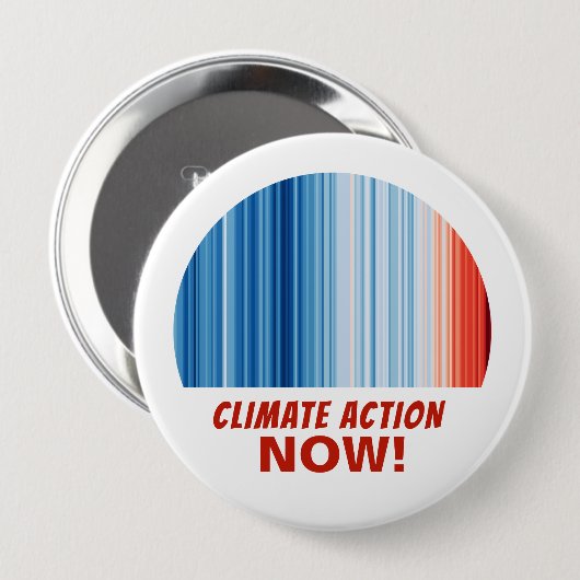 Climate Action Now! Global Warming Stripes Huge Button (Vorne & Hinten)