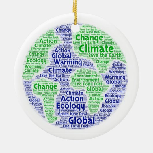 Climate change word art keramik ornament (Hinten)