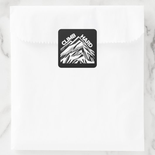 Climb Hard Mountainering Quadratischer Aufkleber (Tasche)