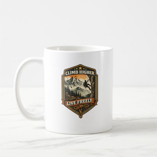 Climb Higher Live Freely Adventure Coffee Mug Kaffeetasse (Links)