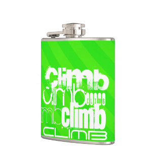 Climb; Neon Green Stripes Flachmann