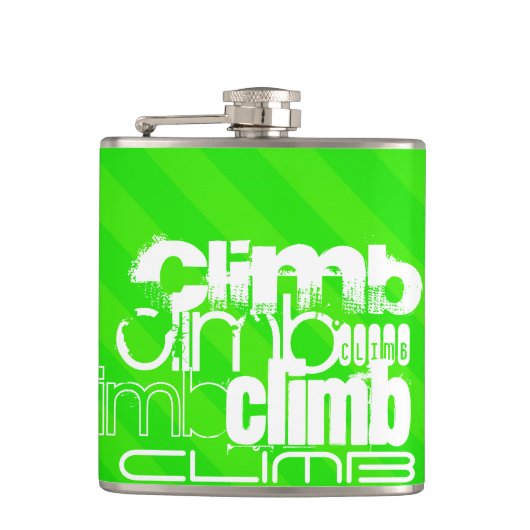 Climb; Neon Green Stripes Flachmann (Vorderseite)