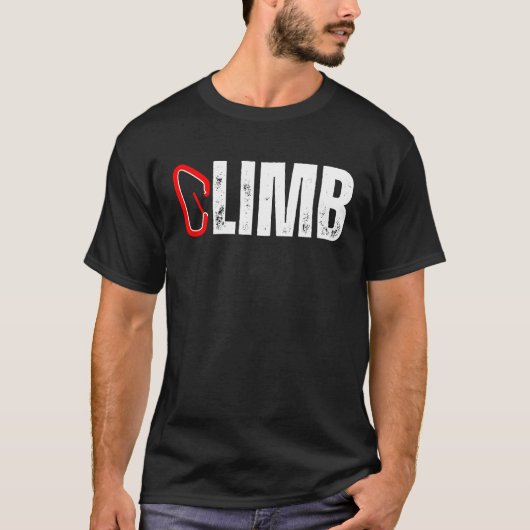 CLIMB Rock Climber Carabiner Kletterberg T-Shirt (Vorderseite)