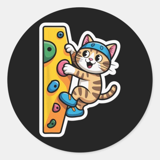 Climbing Cat Bouldering Wand Meme  Runder Aufkleber (Vorderseite)