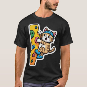 Climbing Cat Boulderwand Meme  T-Shirt