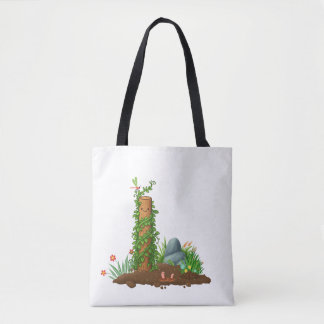 Climbing Plant Totem Tote Bag with Sunny Pun Back Tasche
