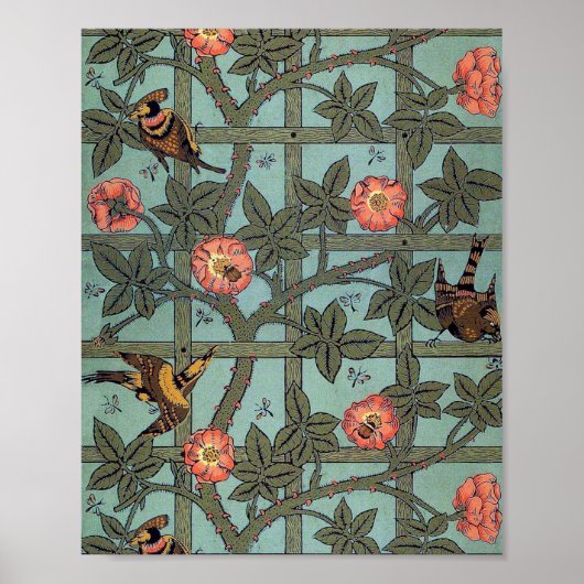 Climbing Rose & Small Bird, William Morris Poster (Vorne)