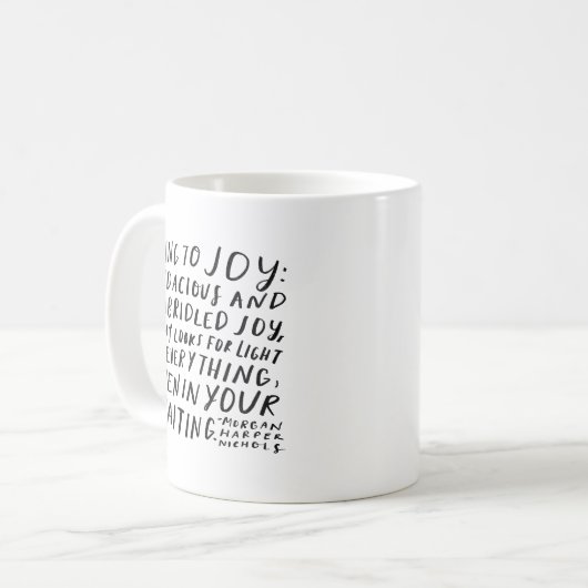 "Cling to joy" - Tasse für Kaffee (Vorderseite Links)