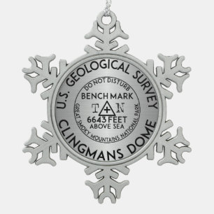 Clingmans Dome Benchmark Tennessee Grosses Smoking Schneeflocken Zinn-Ornament