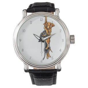 Clingy Dackel-glattes Schwarzes/TAN-Rot Armbanduhr