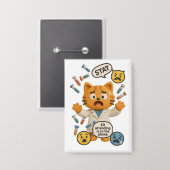 Clinical Lab Tech Cat Running So Many Tests Button (Vorderseite/Rückseite)