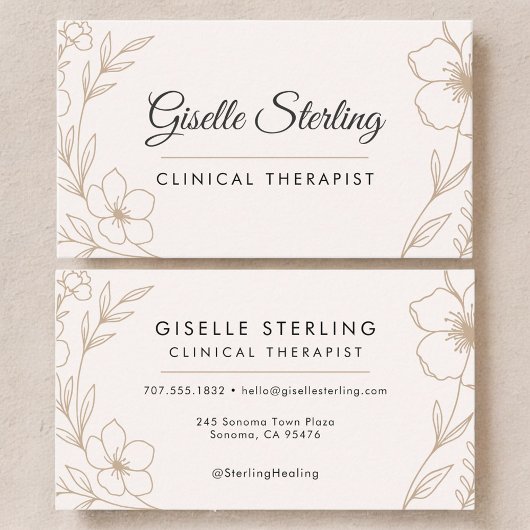 Clinical Therapist Botanical Floral Visitenkarte