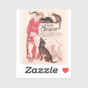 Clinique Cheron Vintag Dog Cat Steinlen Poster Aufkleber