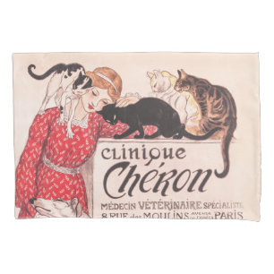 Clinique Cheron Vintag Dog Cat Steinlen Poster Kissenbezug