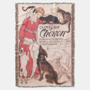 Clinique Cheron Vintage Hund Katze Steinlen Poster Decke