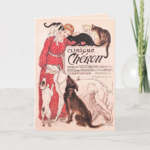 Clinique Cheron Vintage Hund Katze Steinlen Poster Karte