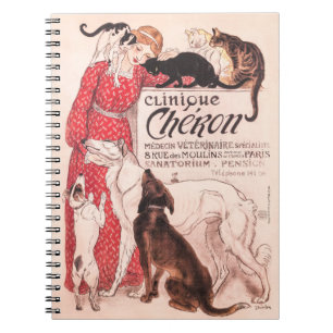 Clinique Cheron Vintage Hund Katze Steinlen Poster Notizblock