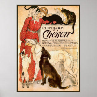 Clinique Cheron Vintage Tierarzneimittelwerbung Poster