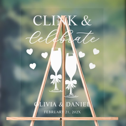 Clink & Celebrate Wedding Reception Acrylschild (Neutral)