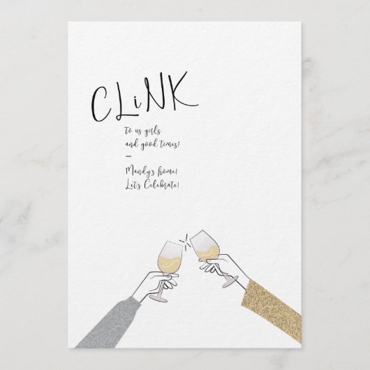 Clinking Glasses Girl's Party Einladung (Vorderseite)