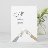 Clinking Glasses Girl's Party Einladung (Stehend Vorderseite)