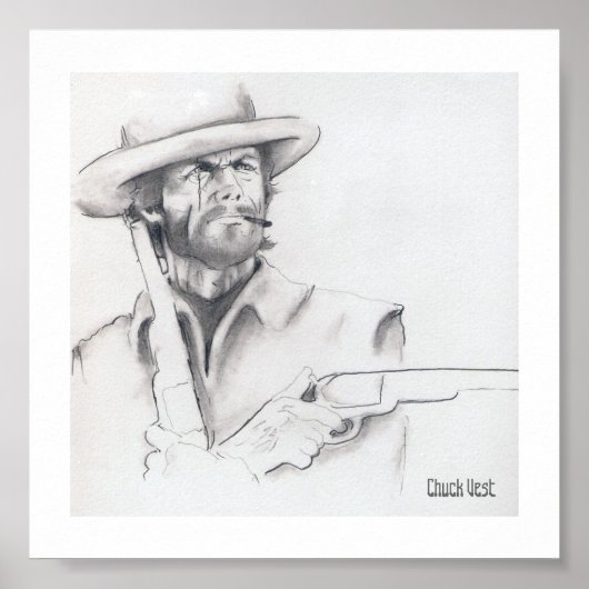Clint Eastwood Pencil Art Posters Poster (Vorne)