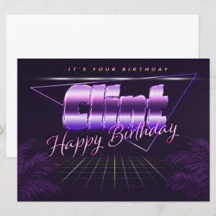 Clint Name Vorname lila retro Karte Geburtstag
