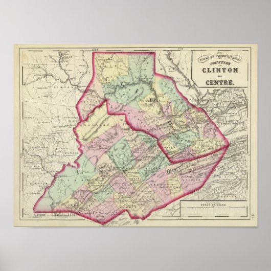 Clinton, Center Landkreise Poster (Vorne)