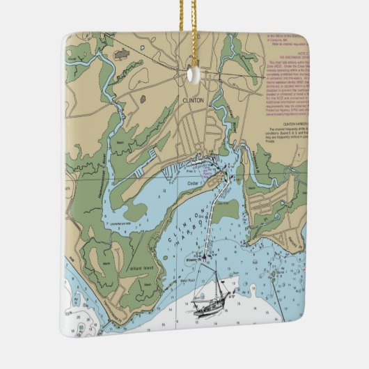 Clinton CT Nautical Chart Keramikornament (Rechts)