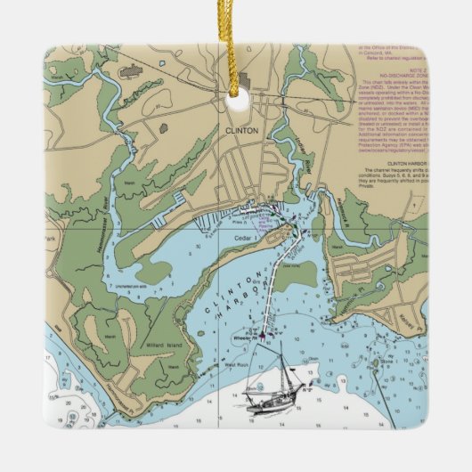 Clinton CT Nautical Chart Keramikornament (Vorderseite)